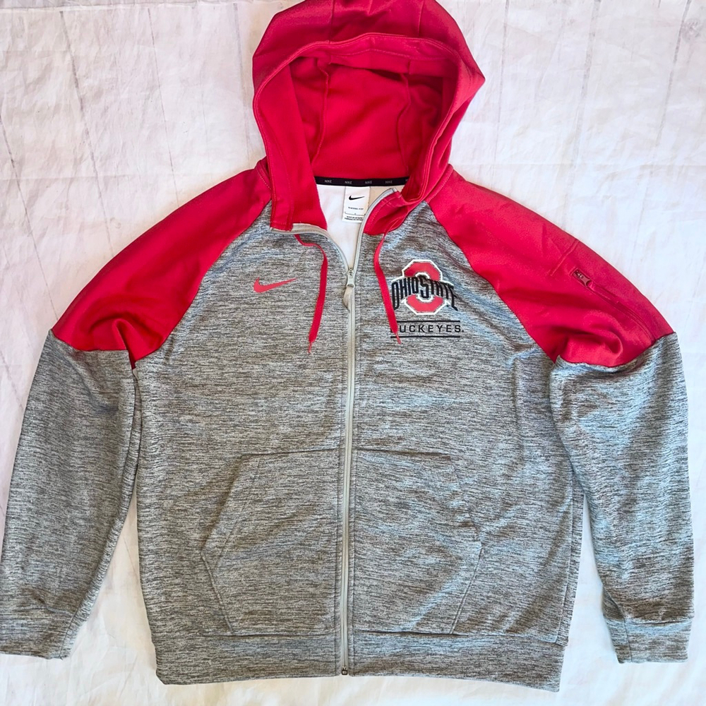 NWOT Unisex Large Nike Ohio State Buckeyes Therma-Fit Full Zip Hooded Sweatshirt